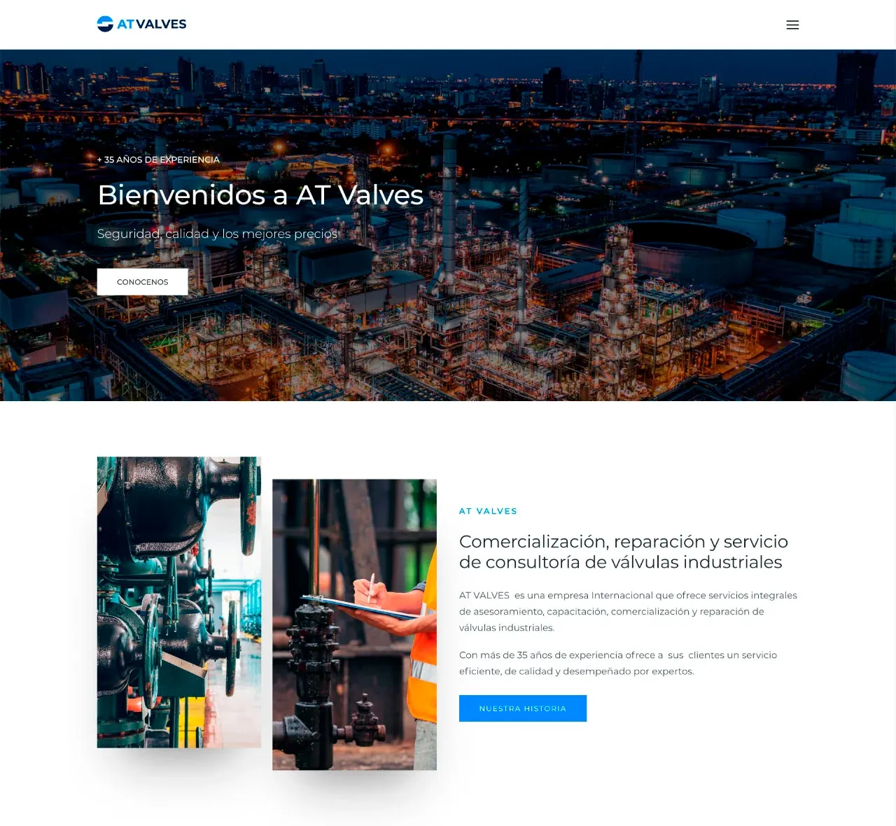 Sitio web de AT Valves, Industria