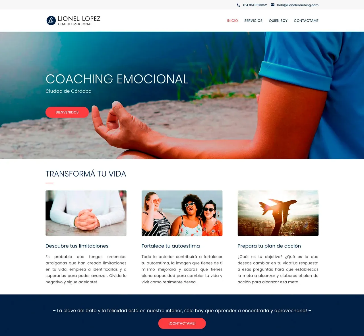 Sitio web de Lionel López, Coaching
